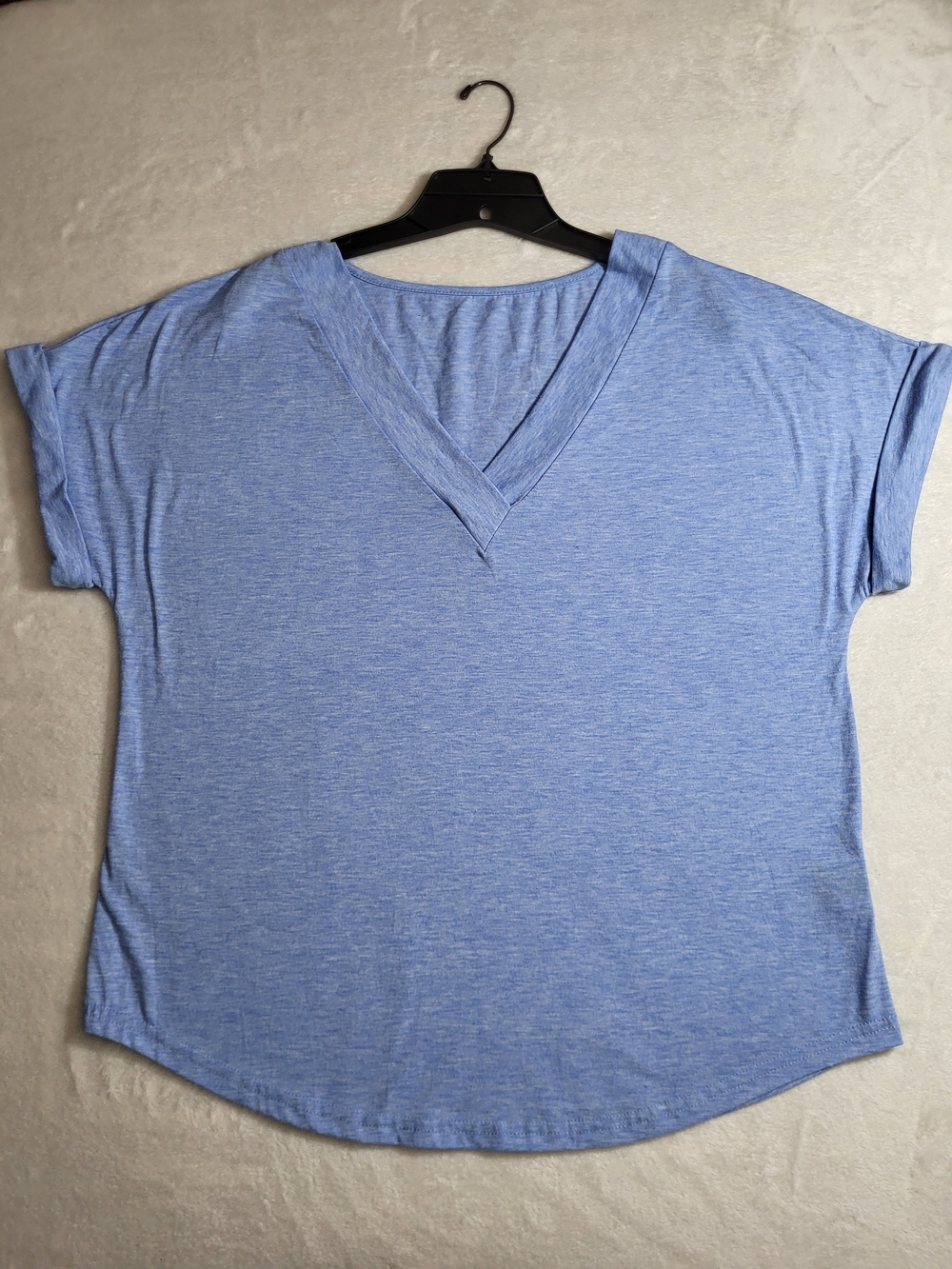 Classic V-Neck Short Sleeve Top - Light Blue